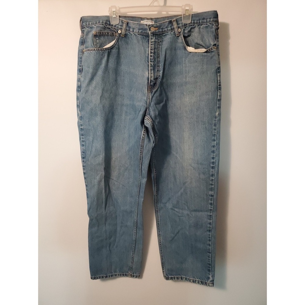 Covington Men Size 42x32 Blue  Straight 5 Pocket Pants Denim Cotton Relaxed Fit
